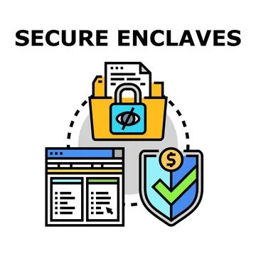 Secure enclaves protecting confidential data and financial transactions Stock Illustration