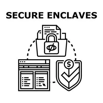 Secure enclaves protecting confidential data and financial transactions Stock Illustration