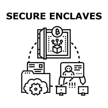 Secure enclaves protecting sensitive data and digital assets Stock Illustration