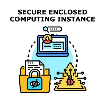 Secure enclosed computing instance protecting data from cyber threats イラスト素材