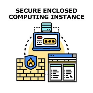 Secure enclosed computing instance protecting online data イラスト素材