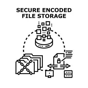 Secure encoded file storage concept vector illustration Illustration