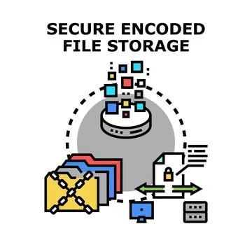 Secure encoded file storage concept vector illustration Stockillustratie