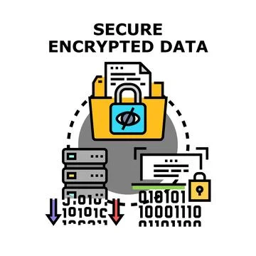 Secure encrypted data access and information protection Stock Illustration