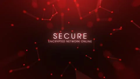 Secure Encrypted Network Online Concept With Red Plexus Digital Background .. Stock Illustration