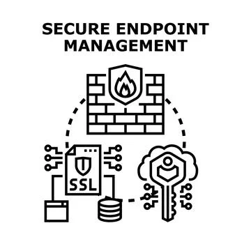 Secure endpoint management protecting network infrastructure and data Ilustração Stock