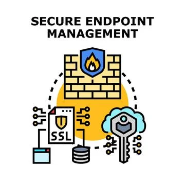 Secure endpoint management protecting network infrastructure and data Stock Illustration