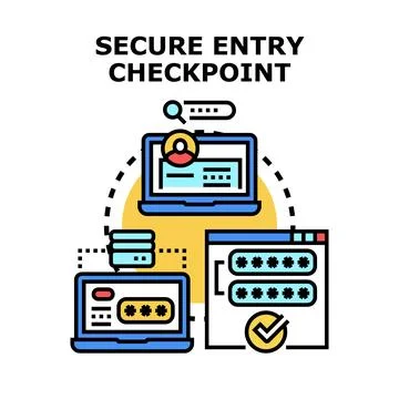 Secure entry checkpoint controlling access to data Stock Illustration