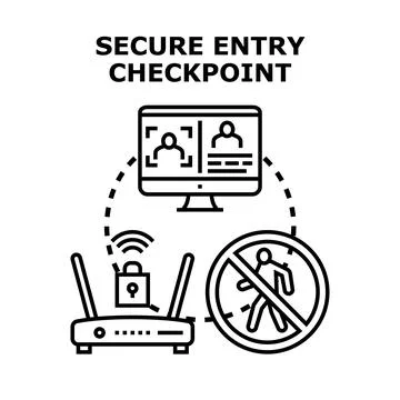 Secure entry checkpoint controlling access system Stock Illustration