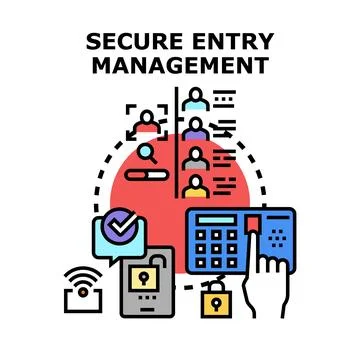 Secure entry management system controlling access identity Stock Illustration
