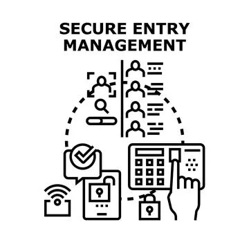 Secure entry management system controlling access identity Stock Illustration