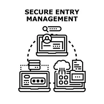 Secure entry management system ensuring data protection cyber security Stock Illustration
