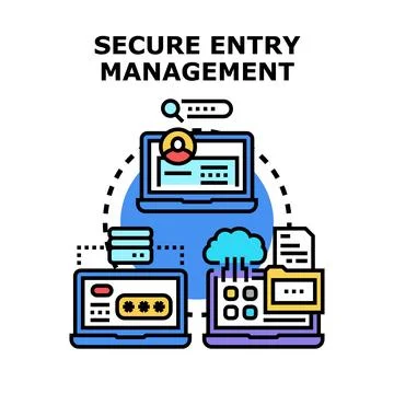 Secure entry management system ensuring data protection cyber security Stock Illustration