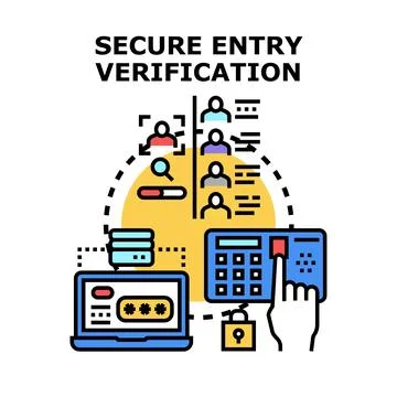 Secure entry verification system providing access control Stock Illustration