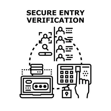 Secure entry verification system providing access control Stock Illustration