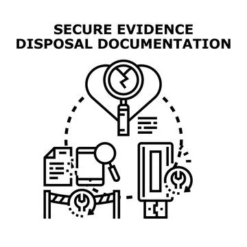 Secure evidence disposal documentation process concept Illustrazione stock