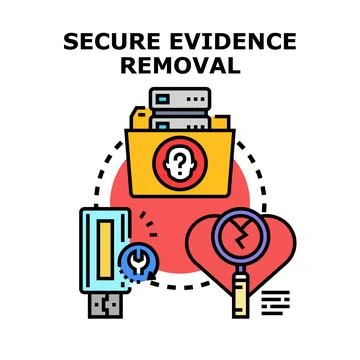 Secure evidence removal and data protection concept 스톡 일러스트