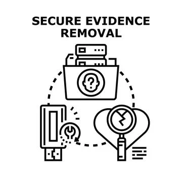 Secure evidence removal and data protection concept Stock Illustration