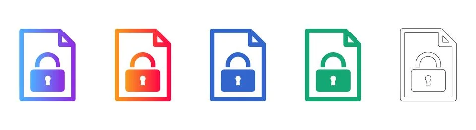 Secure File Document Icons Set イラスト素材