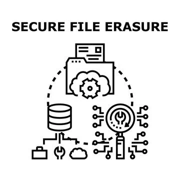 Secure file erasure concept for data protection Stock Illustration