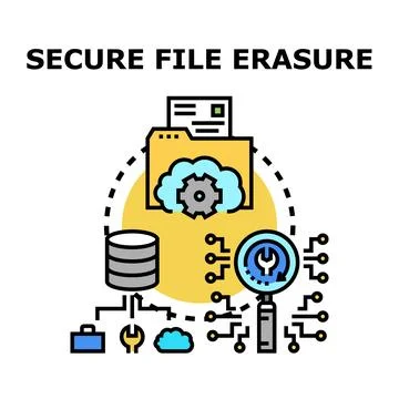 Secure file erasure concept for data protection Stock Illustration