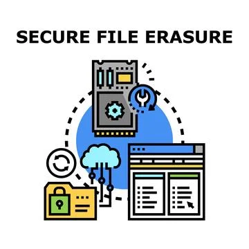 Secure file erasure process for digital data protection Stock Illustration