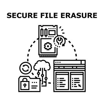 Secure file erasure process for digital data protection Stock Illustration
