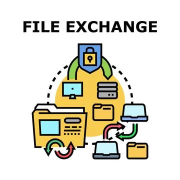 Secure file exchange and data transfer concept Stock Illustration