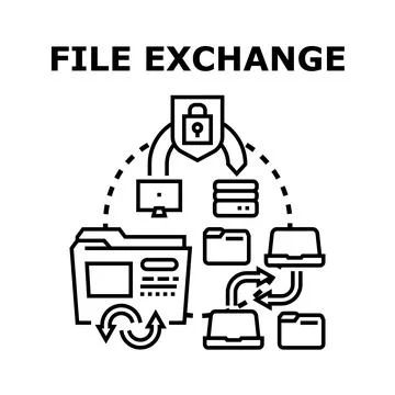 Secure file exchange and data transfer concept Stock Illustration