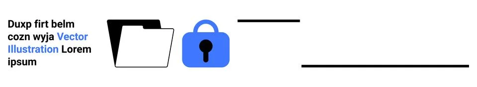 Secure File Management Concept with Folder and Lock Icon on Simplified Banner Stock Illustration