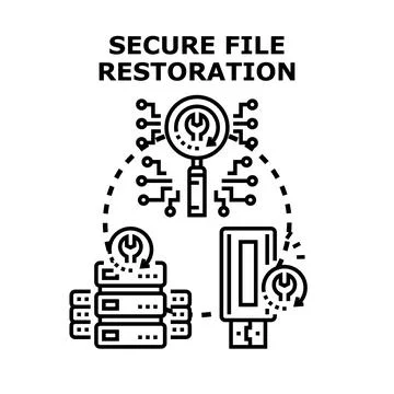 Secure file restoration concept protecting digital data Stock Illustration