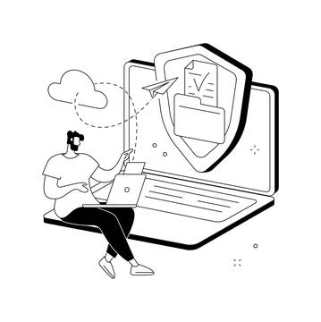 Secure file sharing abstract concept vector illustration. イラスト素材