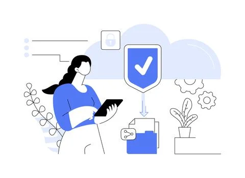 Secure file sharing abstract concept vector illustration. イラスト素材