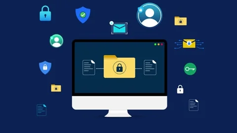 Secure file Sharing and Encrypted data transferring concept 4k Animation Stock Footage 304839727