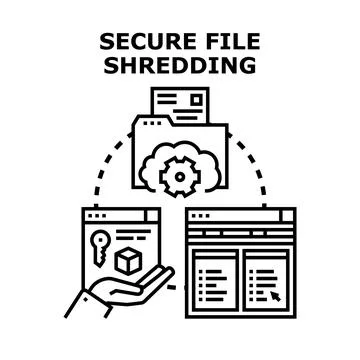 Secure file shredding cyber data protection concept Stock Illustration