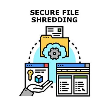 Secure file shredding cyber data protection concept Stock Illustration