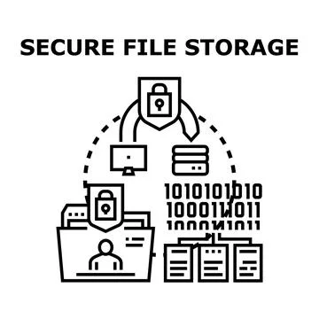Secure file storage system protecting digital data Stock Illustration