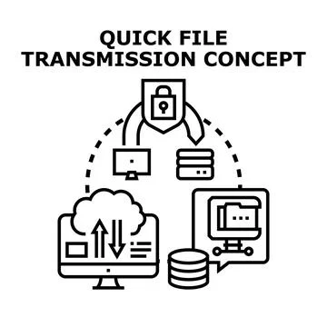 Secure file transmission concept showing data exchange Stock Illustration