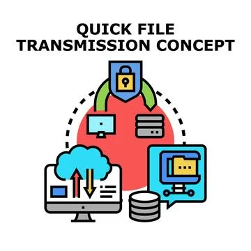 Secure file transmission concept showing data exchange Illustrazione stock