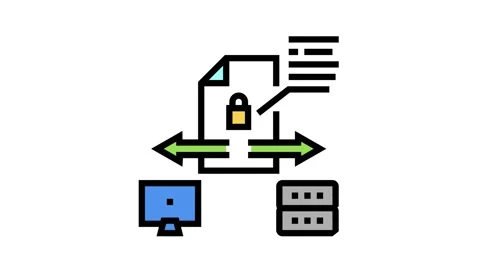 Secure file upload computer server color icon animation Stock Footage 157277758