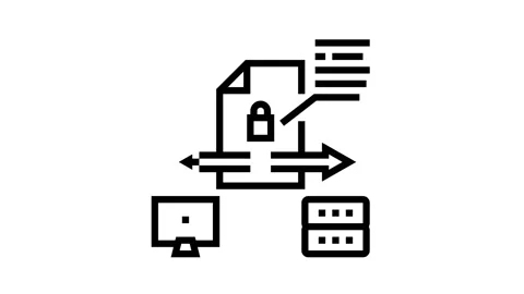 Secure file upload computer server line icon animation Stock Footage 157278668