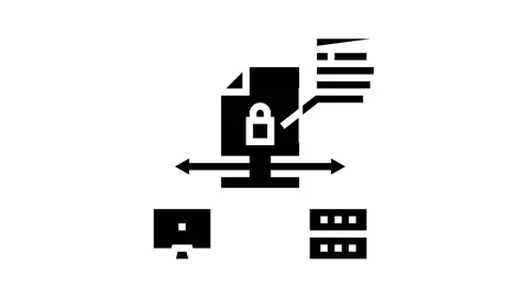 Secure file upload computer server glyph icon animation Stock Footage 157315512