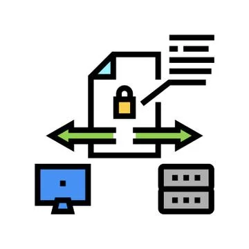 Secure file upload computer server color icon vector illustration Stock Illustration