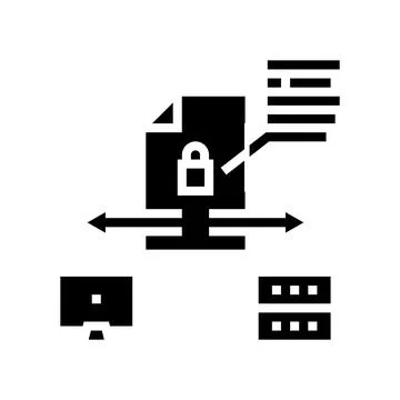Secure file upload computer server glyph icon vector illustration Stock Illustration