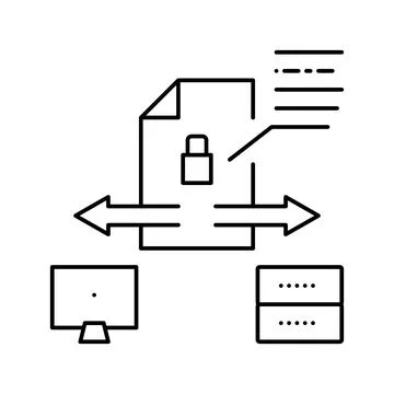 Secure file upload computer server line icon vector illustration Illustrazione stock