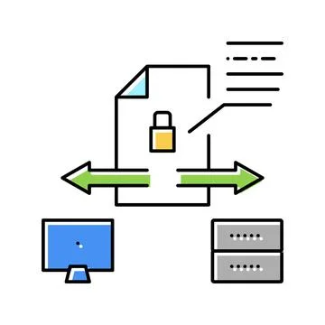 Secure file upload computer server color icon vector illustration Stock Illustration