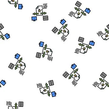 Secure file upload computer server vector seamless pattern Illustrazione stock