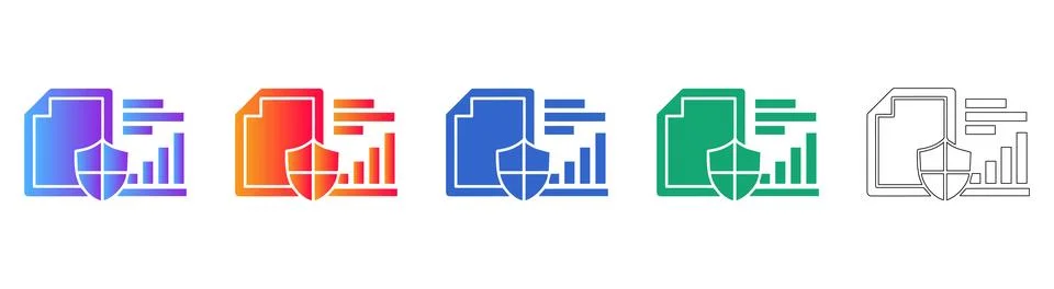 Secure Financial Report Data Icons Illustrazione stock