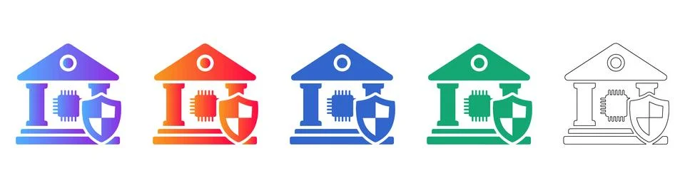 Secure Fintech Architecture Icon Set Stock Illustration