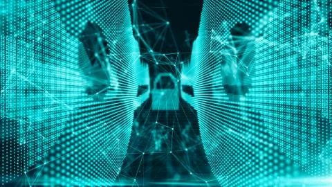 Secure firewall network virus malware hack protection online internet security Stock Illustration